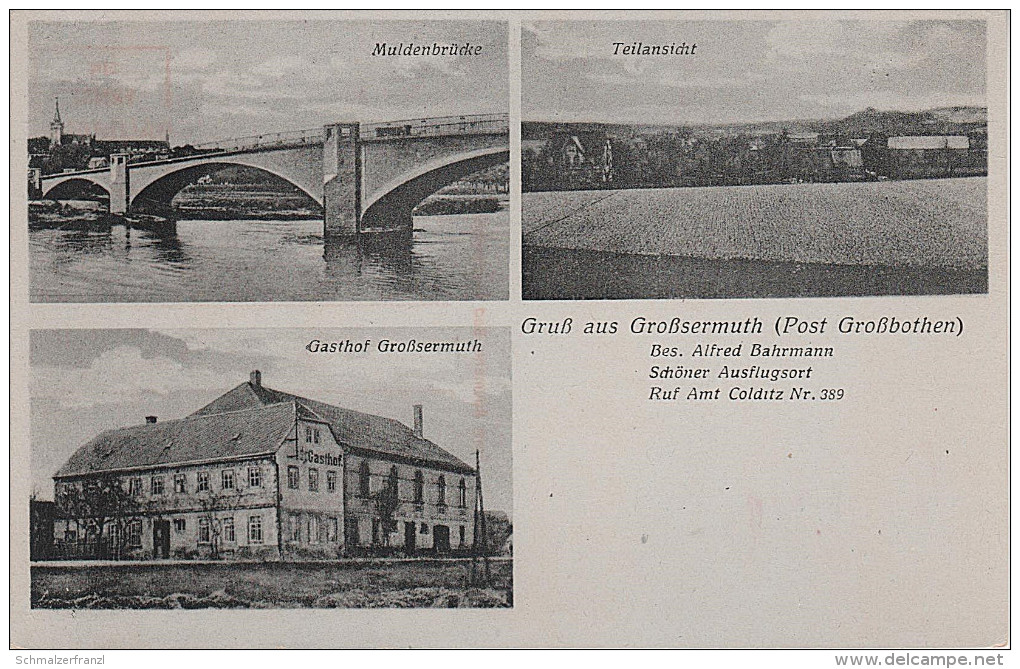 AK Gasthof Großsermuth Muldenbrücke Bei Sermuth Grossbothen Colditz Kössern Leisenau Schönbach Zschadrass Leisnig Grimma - Colditz