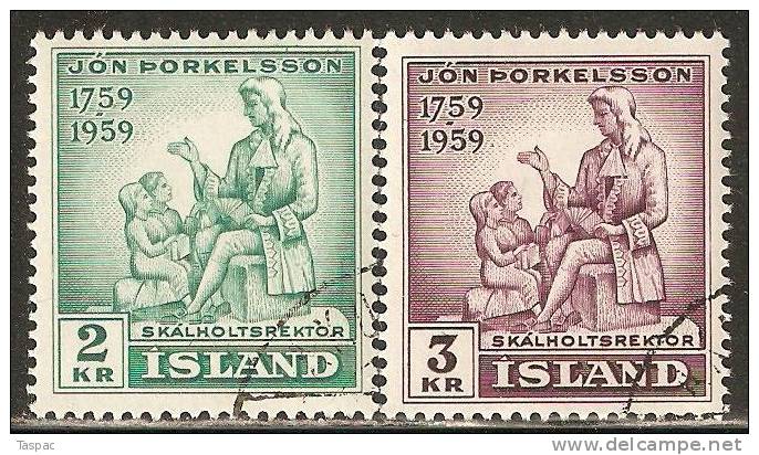 Iceland 1959 Mi# 331-332 Used - Death Bicentenary Of Jon Thorkelsson, Headmaster Of Skaholt - Used Stamps