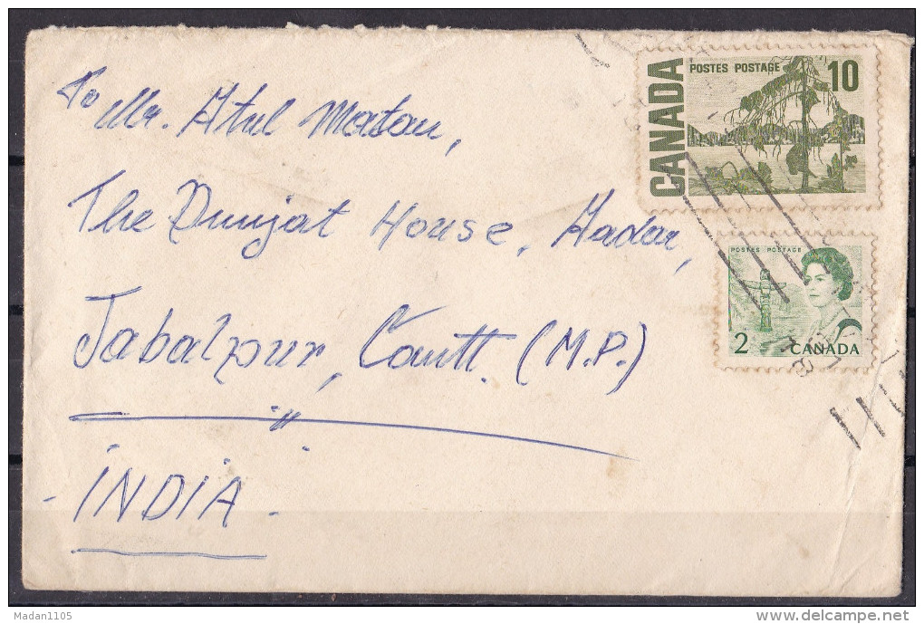 CANADA, 1971, Cover From Canada To India,  2 Stamps, Queen - Brieven En Documenten