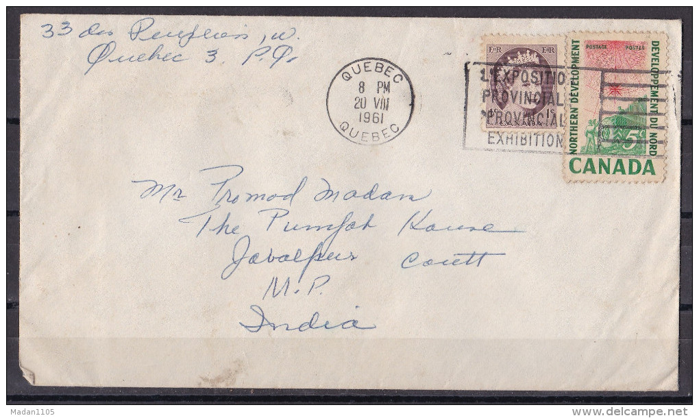 CANADA, 1961, Cover From Canada To India,  2 Stamps, Queen - Lettres & Documents