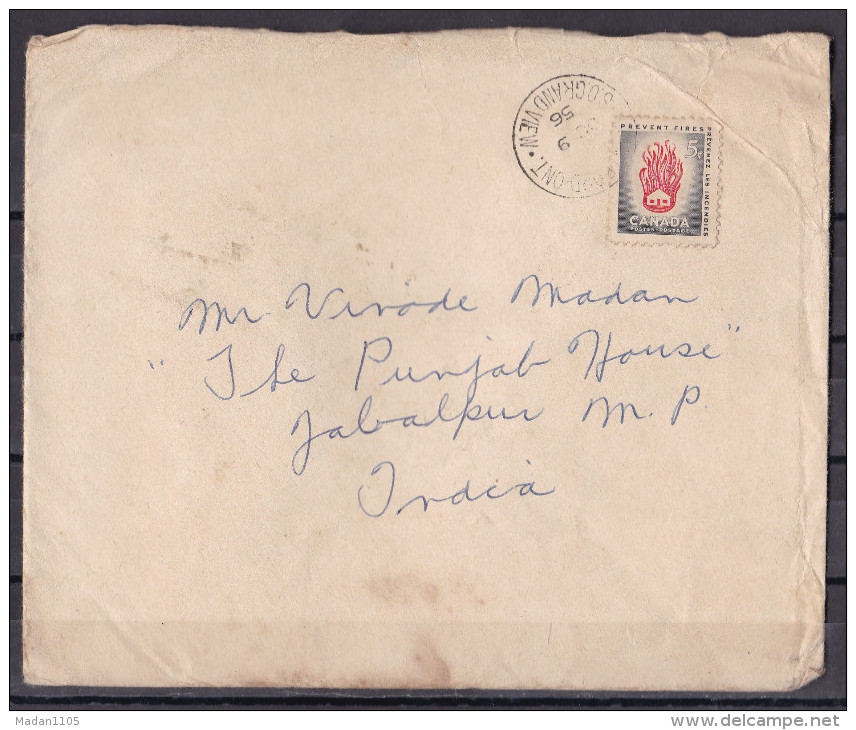 CANADA, 1956, Cover From Canada To India,  1 Stamp, - Briefe U. Dokumente