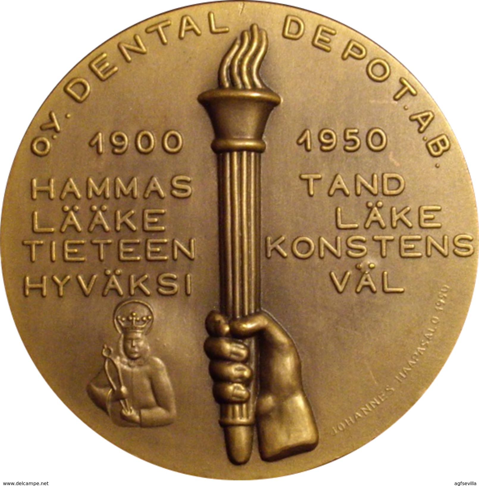 FINLANDIA. MEDALLA 50 ANIVERSARIO EMPRESA FARMACÉUTICA DENTALDEPOT. 1.950. FINLAND MEDAL - Profesionales / De Sociedad