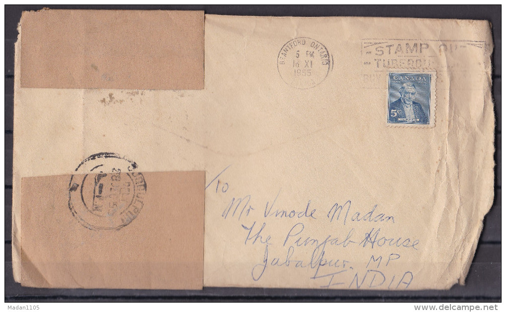 CANADA, 1955, Cover From Canada To India, Tupper - Brieven En Documenten