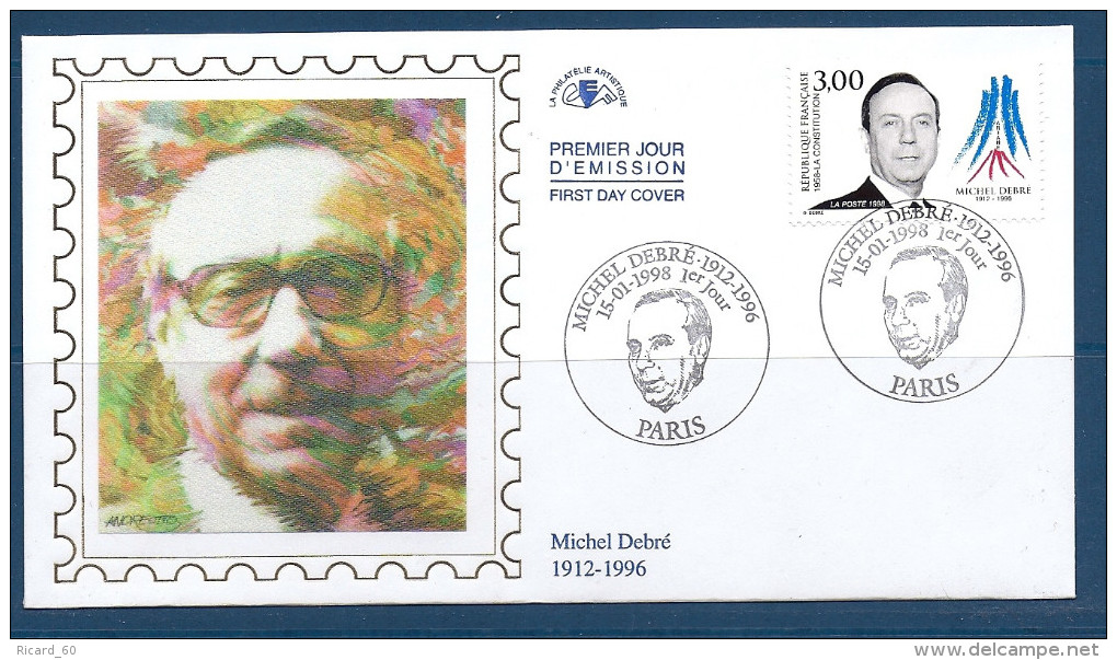 Env Fdc France, Paris 15/1/98, N°3129 Y Et T, Michel Debré, Homme Politique, La Constitution - 1990-1999