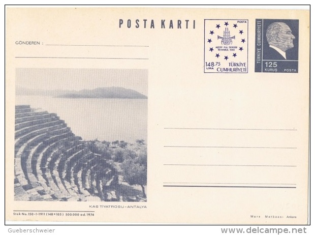 ARC-L27 - TURQUIE Entier Postal Carte Illustrée KAS TIYATROSU - ANTALIA - Postal Stationery