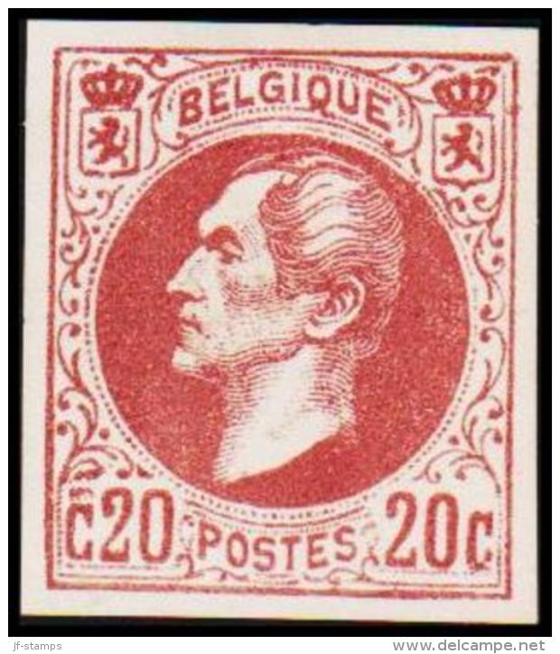 1865. Leopold I. BELGIQUE POSTES. 20 CENTIMES. Essay. Redbrown.    (Michel: ) - JF194542 - Proeven & Herdruk