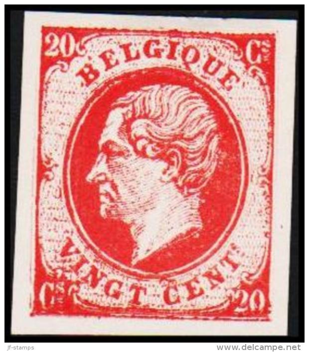 1865. Leopold I. BELGIQUE VINGT CENTs 20 Cs Essay. Red.     (Michel: ) - JF194554 - Proofs & Reprints