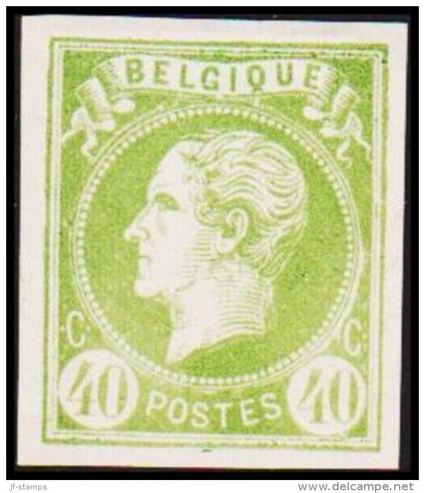 1865. Leopold I. BELGIQUE POSTES 40 CENTIMES Essay. Green.     (Michel: ) - JF194599 - Proofs & Reprints