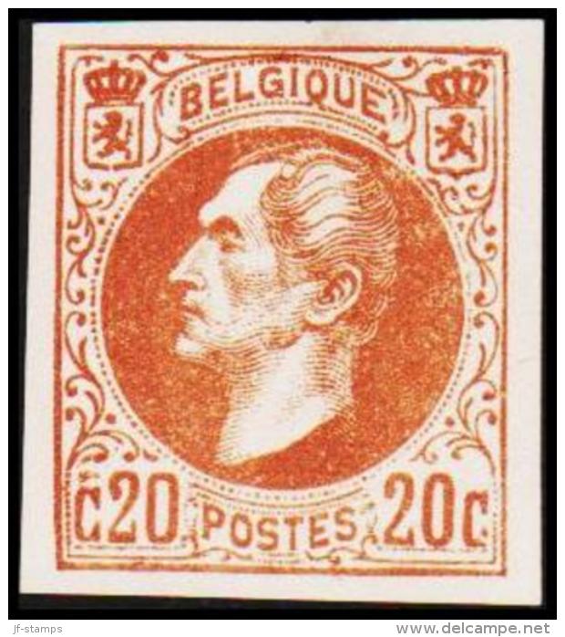 1865. Leopold I. BELGIQUE POSTES. 20 CENTIMES. Essay. Brun.    (Michel: ) - JF194535 - Proofs & Reprints