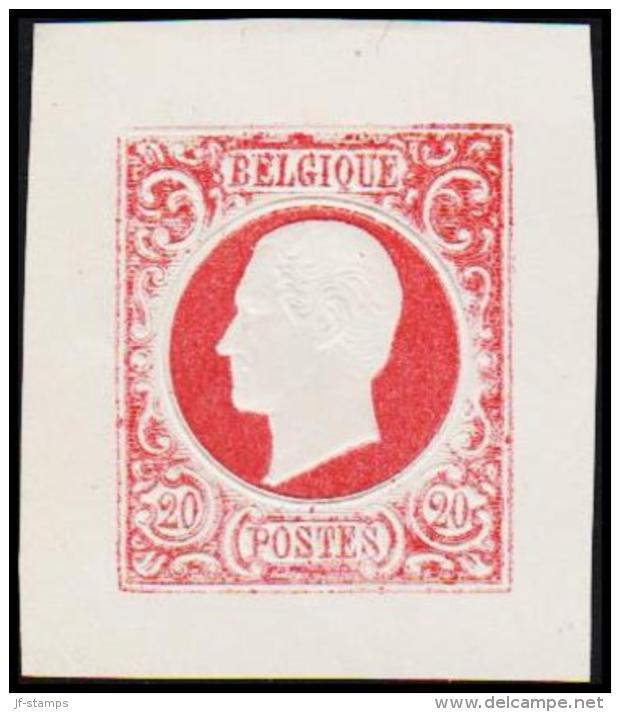 1865. Leopold I. BELGIQUE POSTES. 20 CENTIMES. Essay. Red.     (Michel: ) - JF194548 - Proofs & Reprints