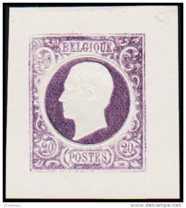 1865. Leopold I. BELGIQUE POSTES. 20 CENTIMES. Essay. Violet.     (Michel: ) - JF194547 - Proofs & Reprints