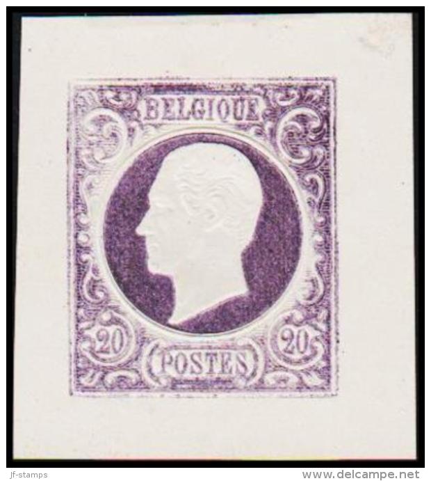 1865. Leopold I. BELGIQUE POSTES. 20 CENTIMES. Essay. Violet.     (Michel: ) - JF194547 - Probe- Und Nachdrucke