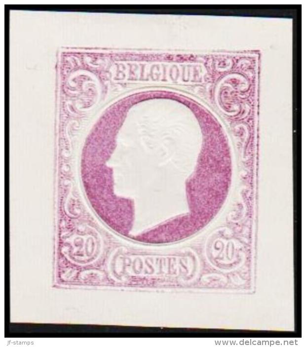 1865. Leopold I. BELGIQUE POSTES. 20 CENTIMES. Essay. Violet.     (Michel: ) - JF194551 - Proofs & Reprints