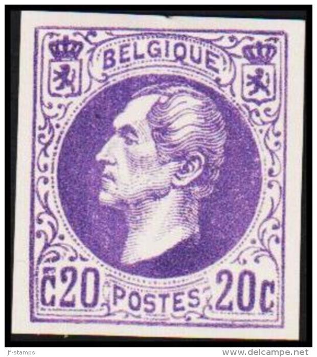 1865. Leopold I. BELGIQUE POSTES. 20 CENTIMES. Essay. Violet.     (Michel: ) - JF194545 - Proofs & Reprints