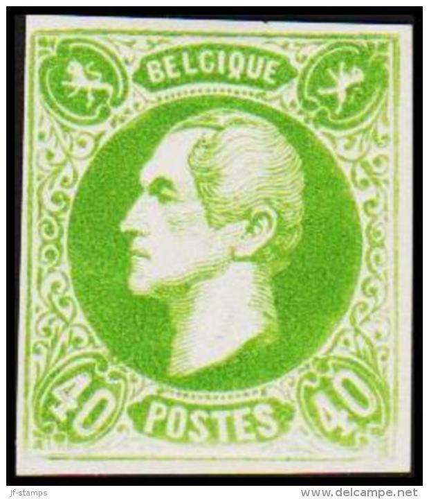 1865. Leopold I. BELGIQUE POSTES 40 CENTIMES Essay. Green.     (Michel: ) - JF194596 - Probe- Und Nachdrucke