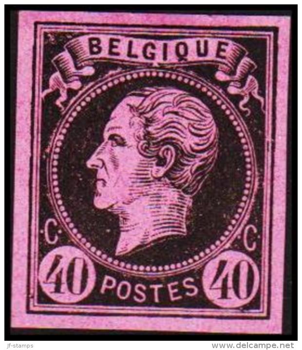 1865. Leopold I. BELGIQUE POSTES 40 CENTIMES Essay. Black On Rosa Paper. (Michel: ) - JF194598 - Proofs & Reprints