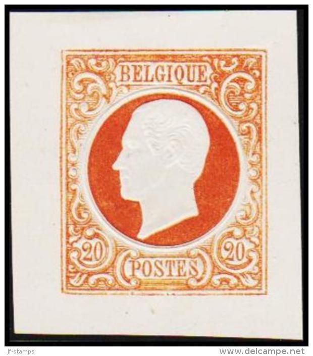 1865. Leopold I. BELGIQUE POSTES. 20 CENTIMES. Essay. Yellowbrown.     (Michel: ) - JF194549 - Proofs & Reprints