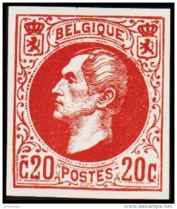 1865. Leopold I. BELGIQUE POSTES. 20 CENTIMES. Essay. Redbrown.    (Michel: ) - JF194543 - Proofs & Reprints