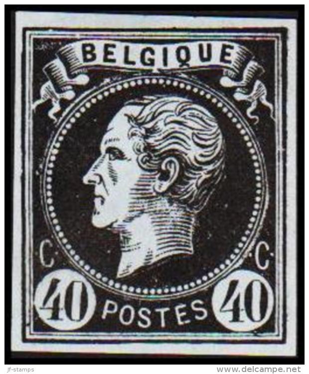 1865. Leopold I. BELGIQUE POSTES 40 CENTIMES Essay. Black On Bluish Paper.     (Michel: ) - JF194609 - Proeven & Herdruk