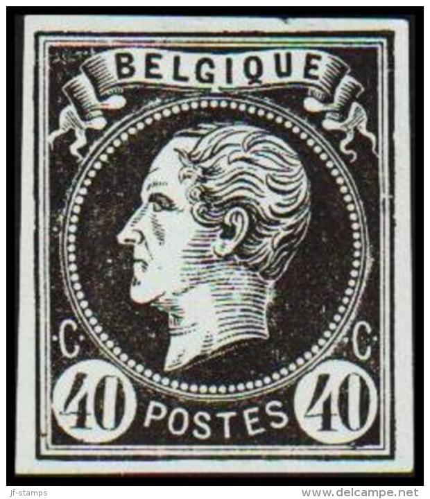 1865. Leopold I. BELGIQUE POSTES 40 CENTIMES Essay. Black On Bluish Paper.     (Michel: ) - JF194608 - Proofs & Reprints