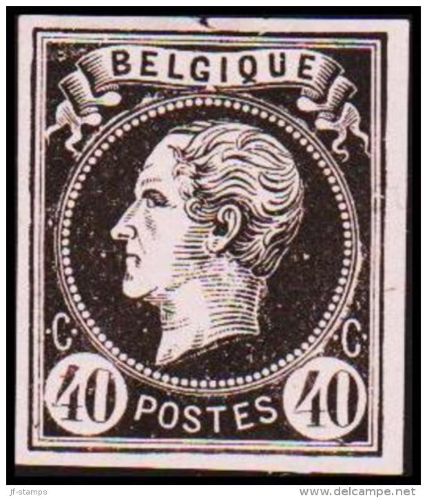 1865. Leopold I. BELGIQUE POSTES 40 CENTIMES Essay. Black On Rosa Paper. (Michel: ) - JF194610 - Proeven & Herdruk