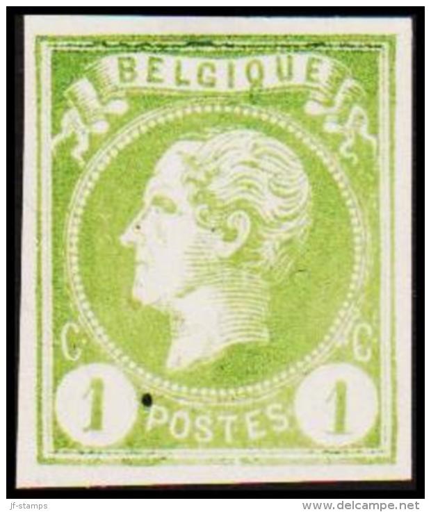 1865-1866. Leopol I. BELGIQUE POSTES 1 CENT Essay. Light Green. (Michel: ) - JF194490 - Proofs & Reprints