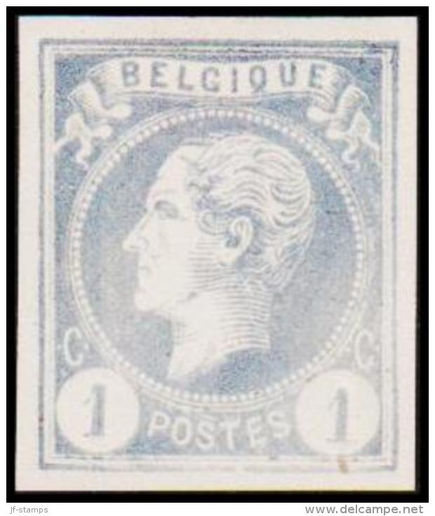 1865-1866. Leopol I. BELGIQUE POSTES 1 CENT Essay. Pale Bluish. (Michel: ) - JF194488 - Proeven & Herdruk