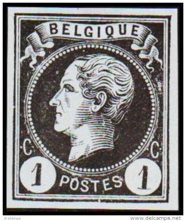 1865-1866. Leopol I. BELGIQUE POSTES 1 CENT Essay. Black On Bluish Paper.  (Michel: ) - JF194485 - Proeven & Herdruk