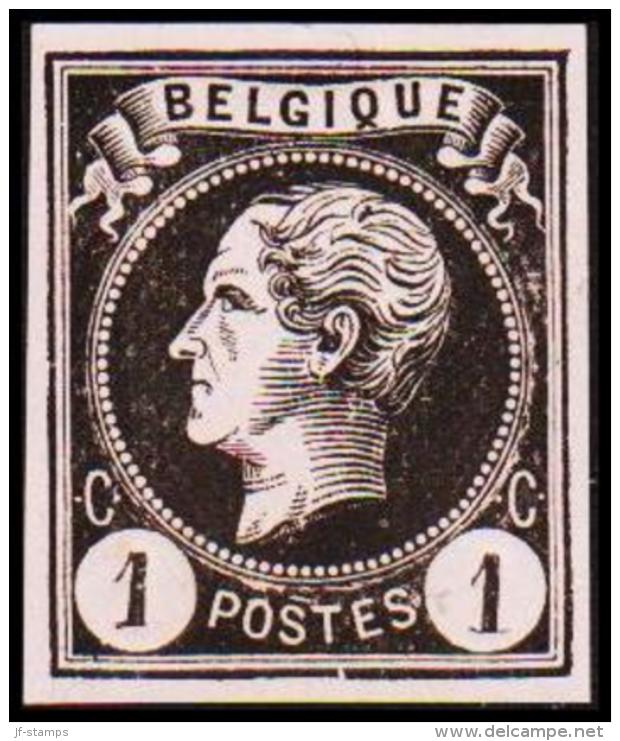 1865-1866. Leopol I. BELGIQUE POSTES 1 CENT Essay. Black On Pale Rosa Paper. (Michel: ) - JF194489 - Proofs & Reprints