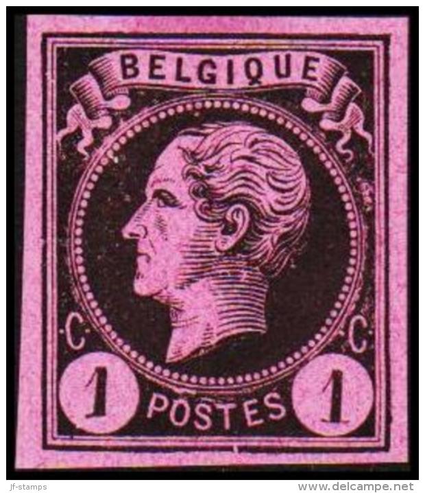 1865-1866. Leopol I. BELGIQUE POSTES 1 CENT Essay. Black On Rosa Paper. (Michel: ) - JF194486 - Proeven & Herdruk