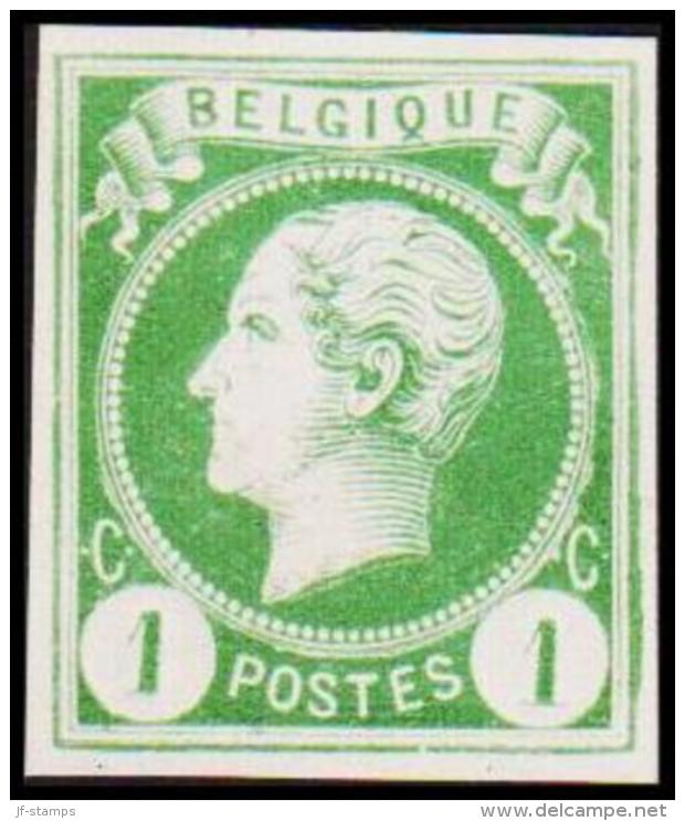 1865-1866. Leopol I. BELGIQUE POSTES 1 CENT Essay. Green. (Michel: ) - JF194491 - Proeven & Herdruk