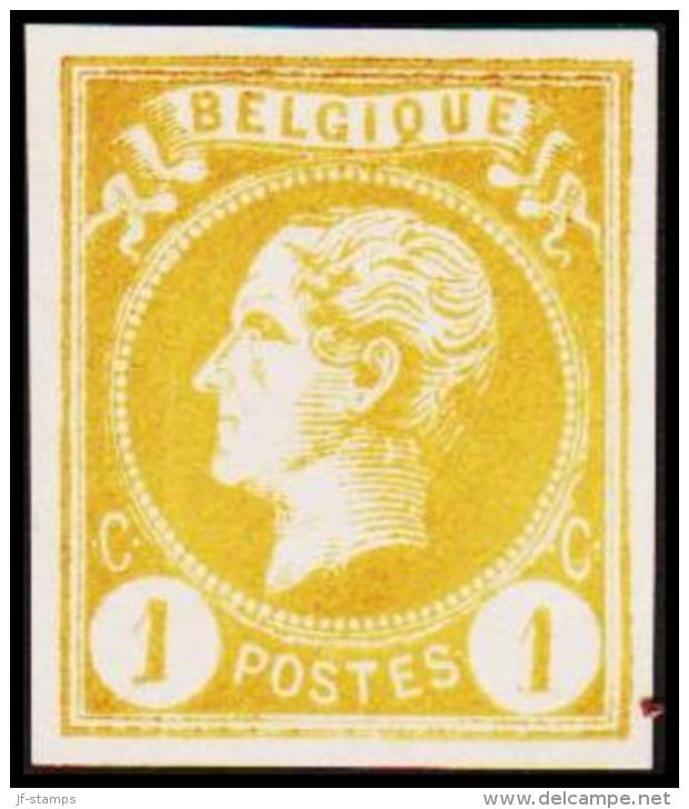 1865-1866. Leopol I. BELGIQUE POSTES 1 CENT Essay. Yellow. (Michel: ) - JF194478 - Probe- Und Nachdrucke
