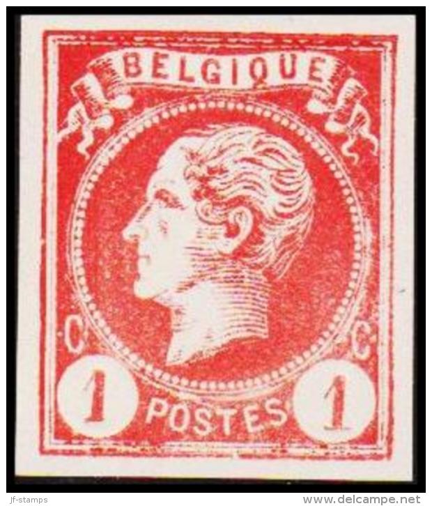 1865-1866. Leopol I. BELGIQUE POSTES 1 CENT Essay. Red. (Michel: ) - JF194479 - Proofs & Reprints