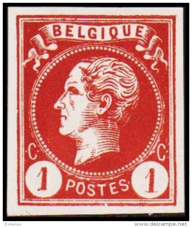 1865-1866. Leopol I. BELGIQUE POSTES 1 CENT Essay. Redbrown. (Michel: ) - JF194483 - Proeven & Herdruk