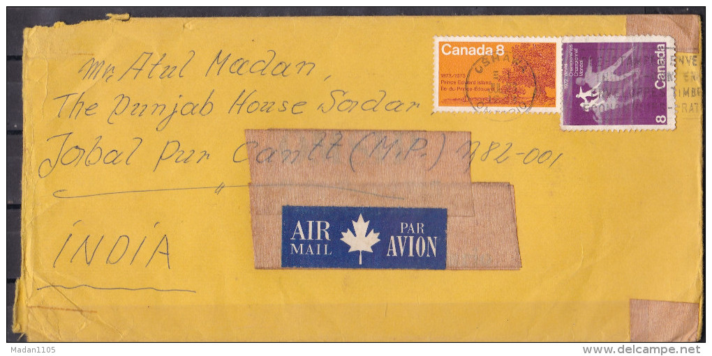 CANADA, 1973, Airmail Cover  From Canada To India,  2 Stamps, - Storia Postale