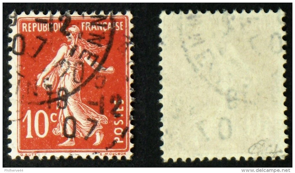 N° 138c 10c Rouge écarlate SEMEUSE  TB Cote 54€ Signé Calves - 1906-38 Semeuse Camée