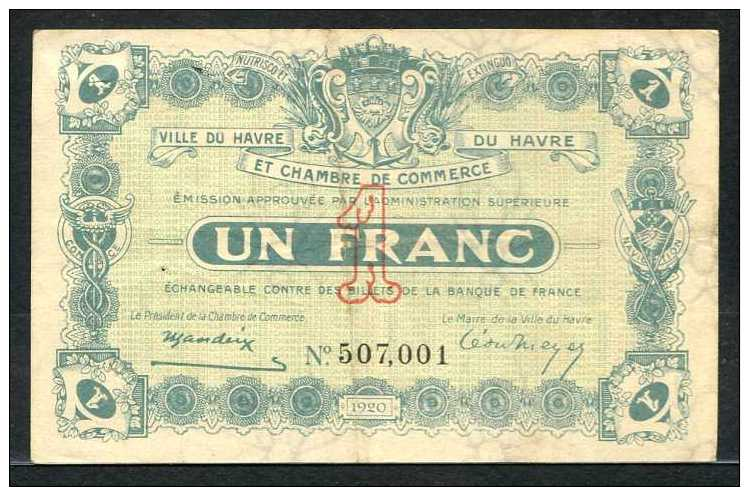 388- Le Havre Billet De 1 Franc 1920 GM - Chamber Of Commerce