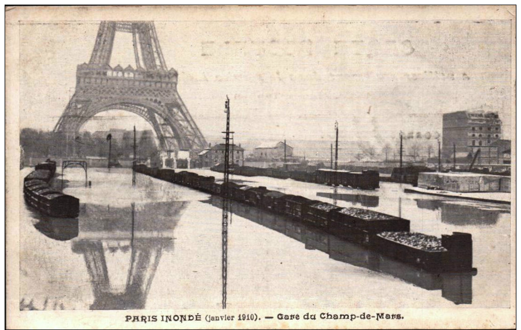 Paris Inonde Janvier 1910 - Crue De La Seine - Gare Du Champ De Mars - R/V - - Überschwemmung 1910