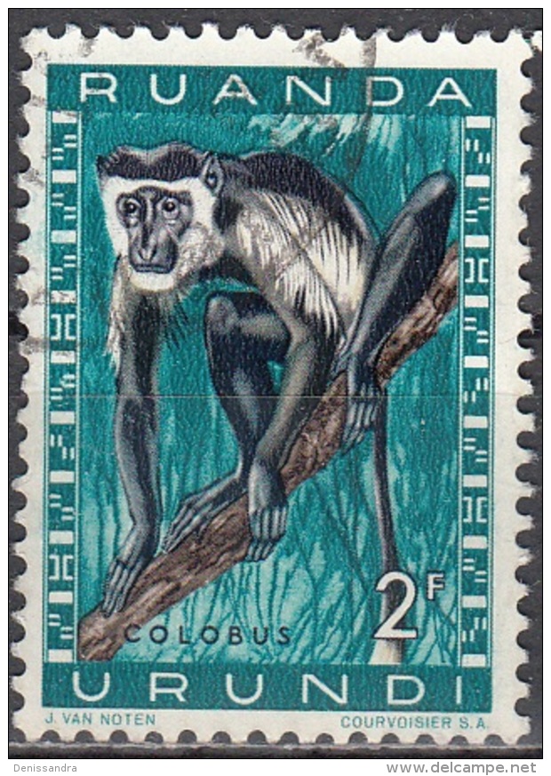 Ruanda-Urundi 1959 Michel 167A O Cote (2005) 0.20 Euro Singe Colobus Cachet Rond - Usati