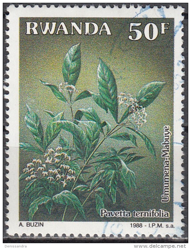 Rwanda 1989 Michel 1411 O Cote (2005) 4.60 Euro Plante Pavetta Ternifolia Cachet Rond - Used Stamps