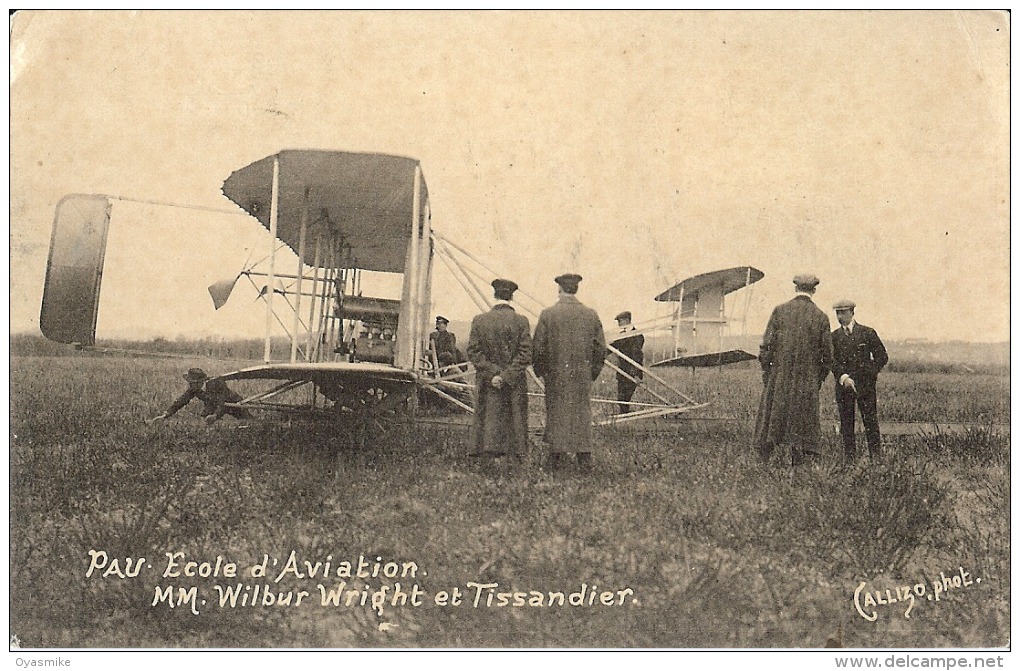 64  –Pau  école De L´aviation Messieurs Wilbur,  Wright Et Tissandier (carte Photo) - Autres & Non Classés