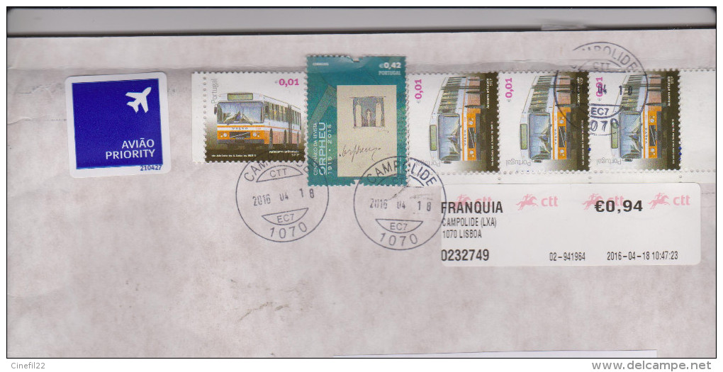 PORTUGAL, Transports; Bus (x 4) Sur Lettre 2016 - Bussen