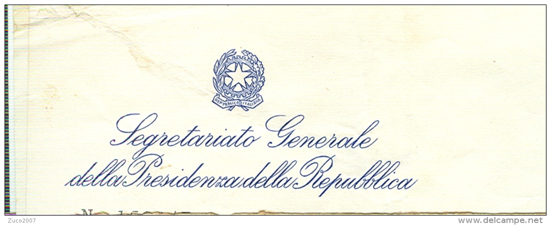 SEGRETARIATO GENERALE  PRESIDENZA DELLA REPUBBLICA -CARTEGGIO -FRANCHIGIA-1954-UFFICIO P.T. ROMA QUIRINALE- CON LETTERA, - 1946-60: Marcophilie