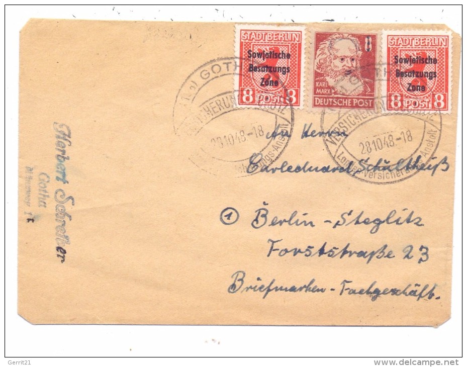 SBZ - 1948, Michel 202 (2) Und 214, Brief Von Gotha Nach Berlin-Steglitz - Briefe U. Dokumente