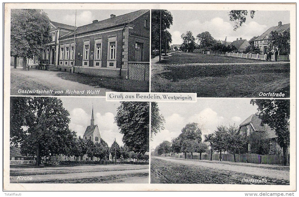 Gruß Aus Bendelin Plattenburg West Prignitz Gasthof Richard Wulff Dorfstraße 2.5.1945 Gelaufen - Plattenburg