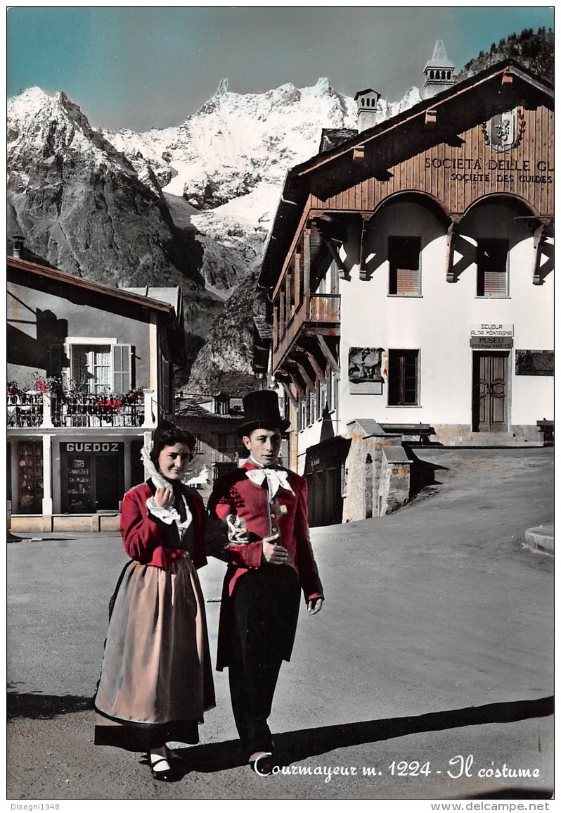 05894  "VALLE D'AOSTA - COURMAYEUR (AO) - IL COSTUME" CART. ILL. ORIG. NON SPEDITA - Costumi