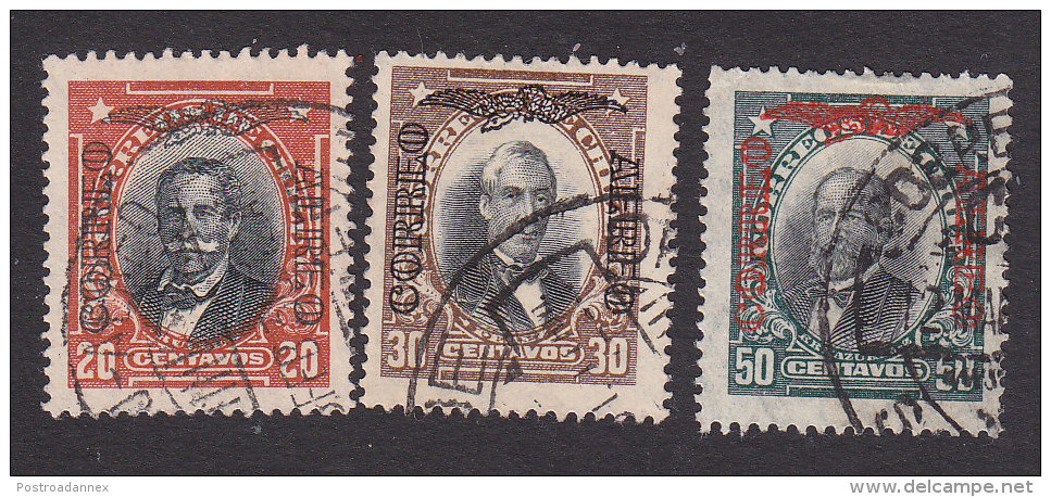 Chile, Scott #C16, C18-C19, Used, Men Of Chile Overprinted, Issued 1928 - Chile