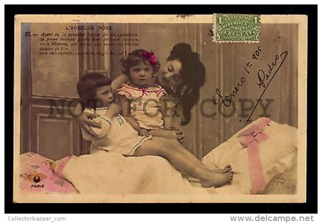 VICTORIAN CHILDREN GIRL & MOTHER LOVE  C1900-1910s Photo Postcard - Andere & Zonder Classificatie