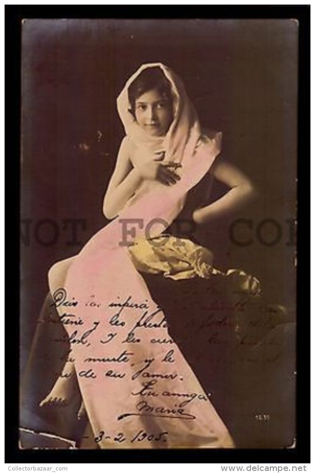 Children Edwardian Girl C1900-1910s Photo Postcard Wishes ? Allegory ? - Other & Unclassified