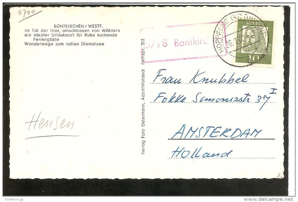 Bontkirchen. Kapelle Am Hagen. LANDPOSTSTEMPEL 5798 BONTKIRCHEN - Other & Unclassified